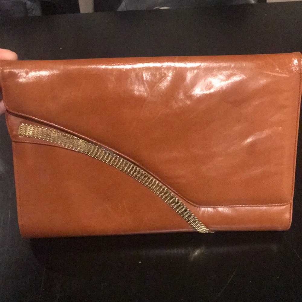 Vintage Stuart Weitzman Tan Leather Large Clutch